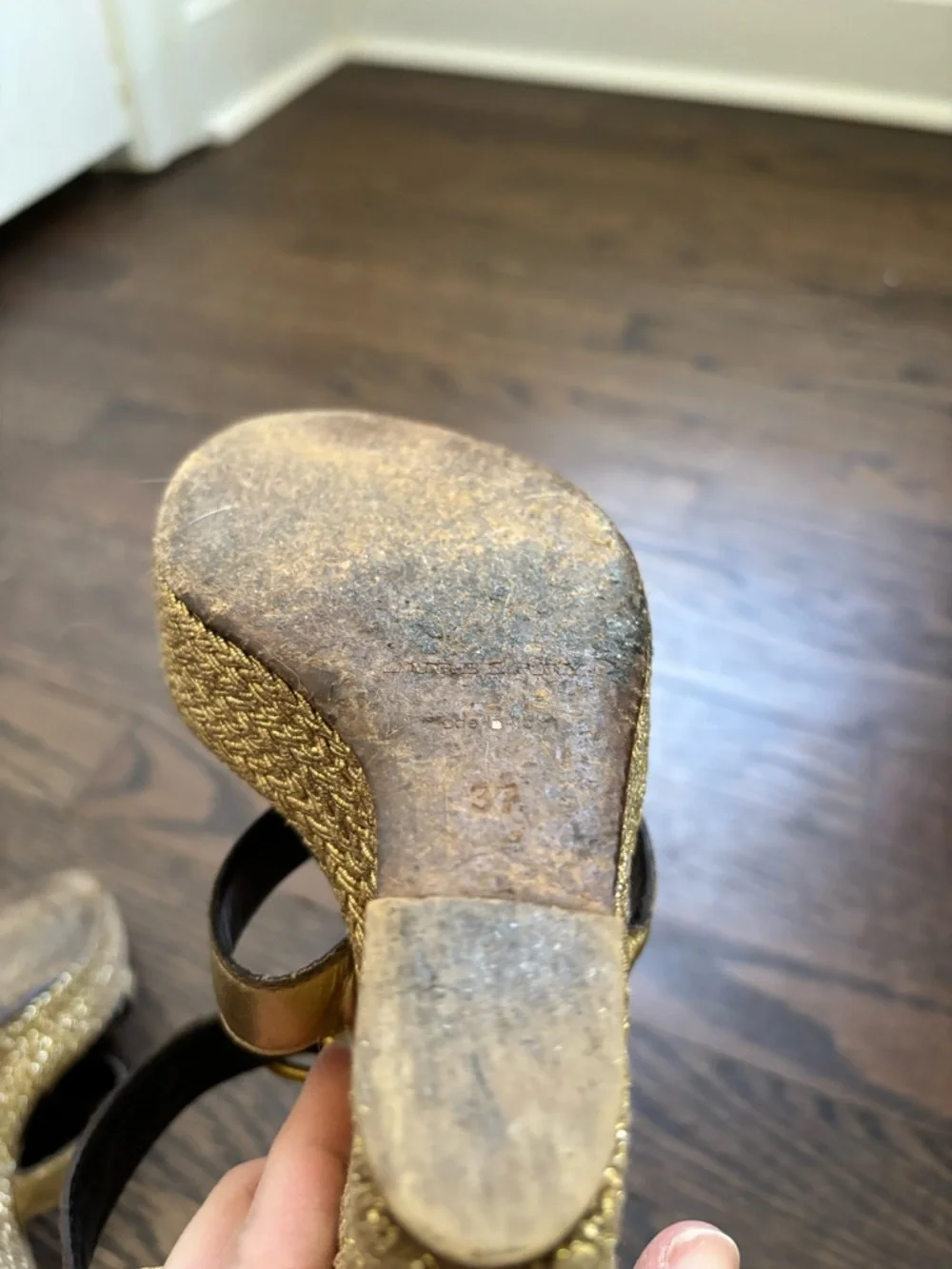 Burberry Gold Metallic Nova Check Espadrilles - Picture 7 of 7